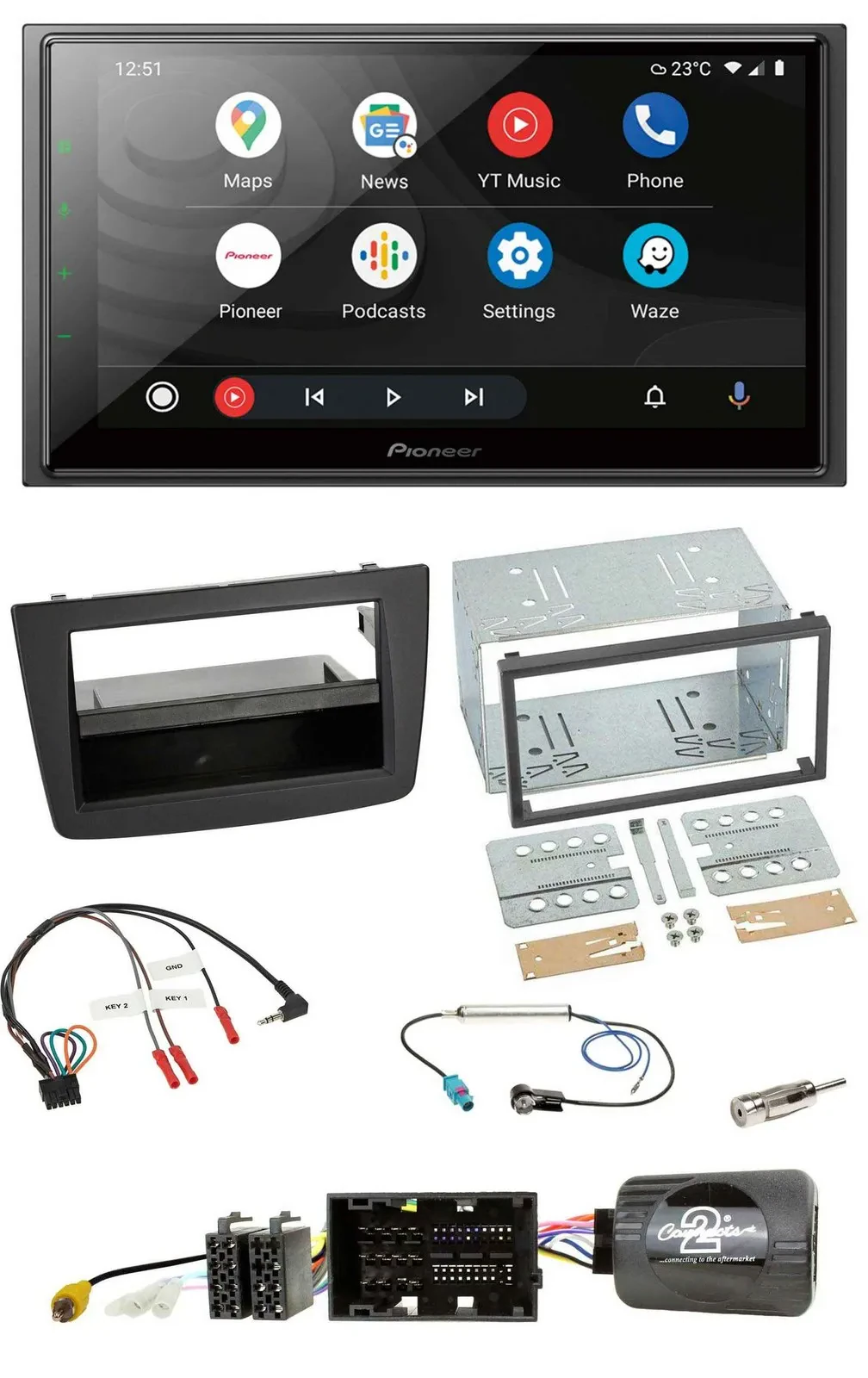 Pioneer USB 2DIN DAB Lenkrad Bluetooth Autoradio für Alfa Mito 14-18 schwarz