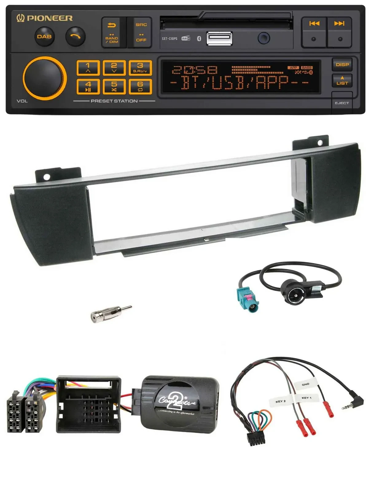 Автомагнитола Pioneer DAB Bluetooth USB для BMW X3 E83 (2004–2010) с поддержкой кнопок на руле