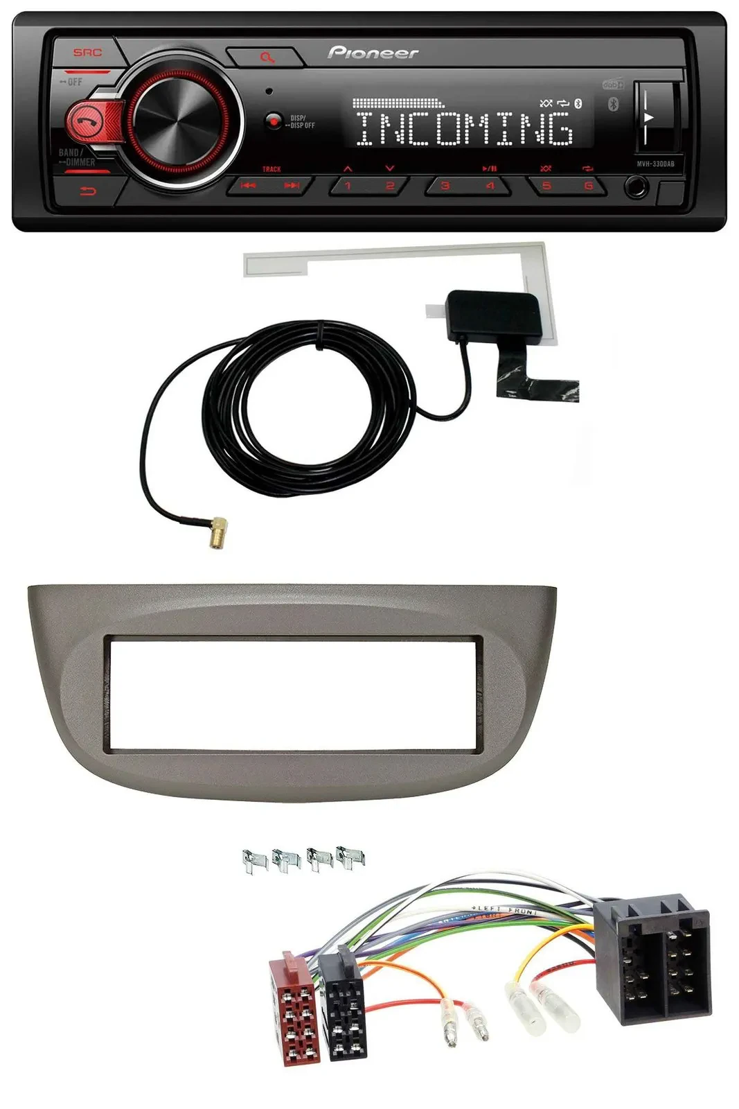 Автомагнитола Pioneer USB MP3 DAB Bluetooth для Renault Twingo 2007–2012 бежево-серая