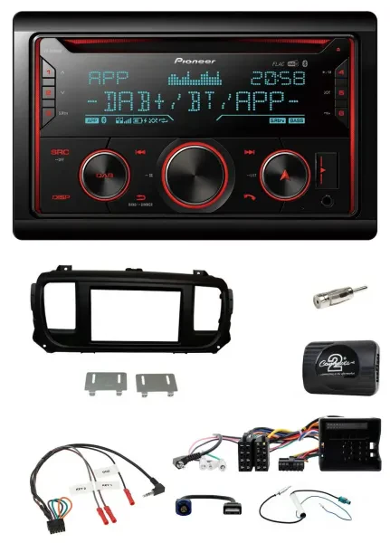 Pioneer 2DIN DAB Lenkrad Bluetooth USB CD Autoradio für Citroen Jumpy Erstausst.