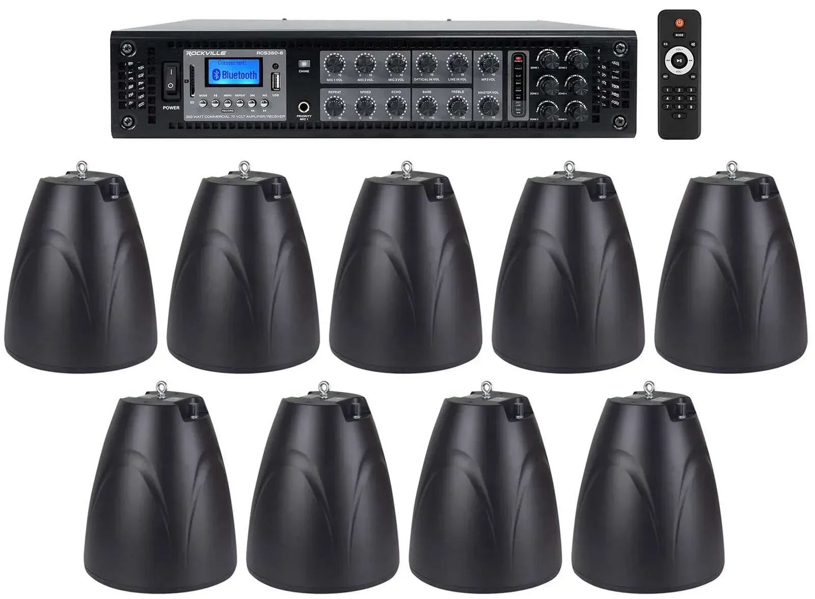 Потолочная акустика Rockville PEN-65T Black с усилителем (9 штук)