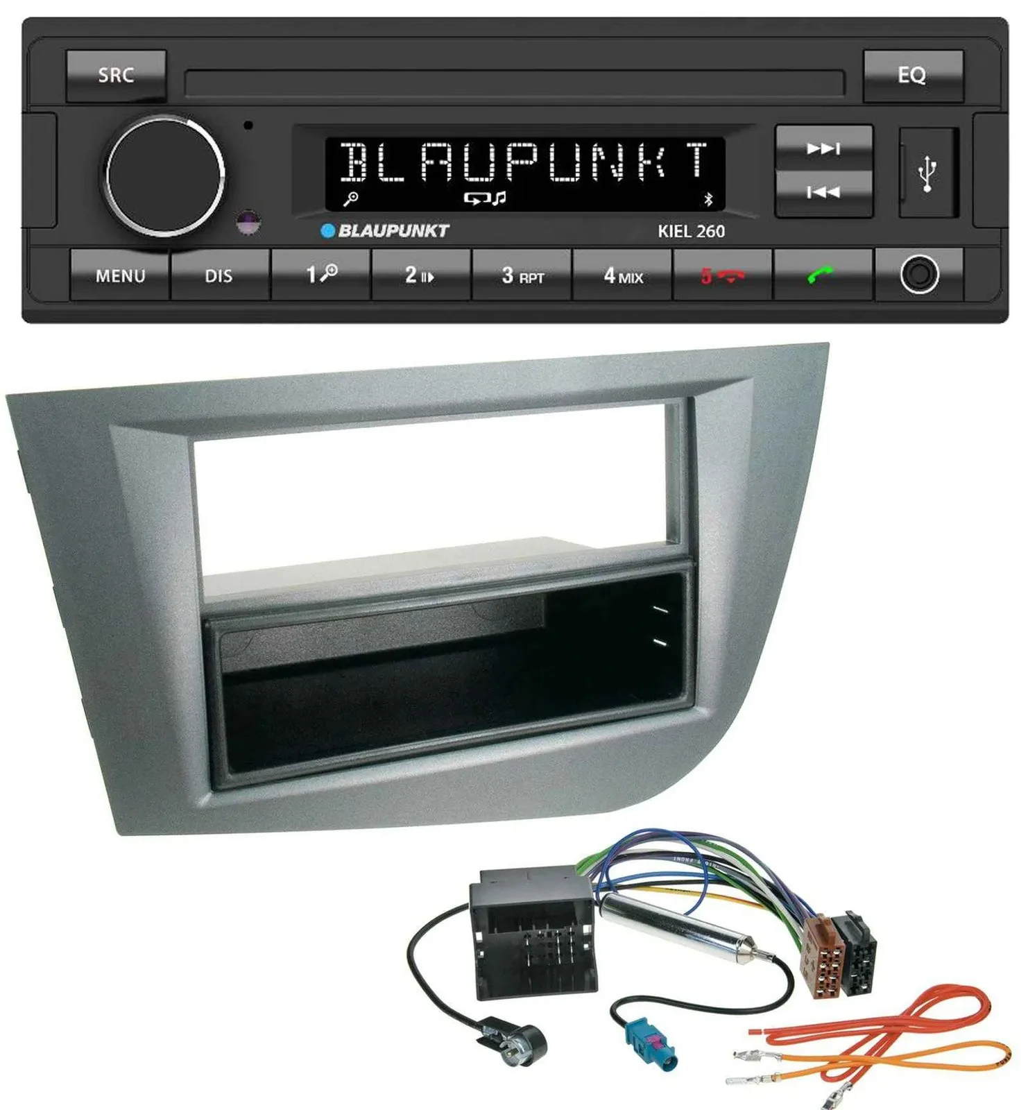 Blaupunkt USB DAB Bluetooth MP3 Autoradio für Seat Leon ab 05 dunkelgrau metalli