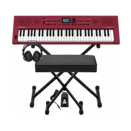 Roland GO:KEYS 3 Dark Red Keyboard with Stand, Bench, Pedal, and Headphones