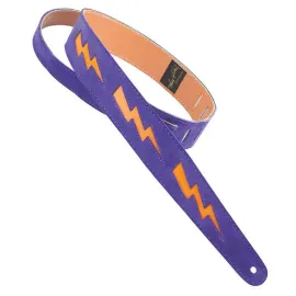 Ремень для гитары Henry Heller HPDB-PO Lightning Bolt Leather Purple Orange