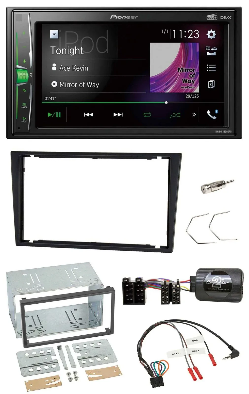 Pioneer 2DIN Lenkrad DAB USB Bluetooth Autoradio für Opel Corsa C Vectra C charc
