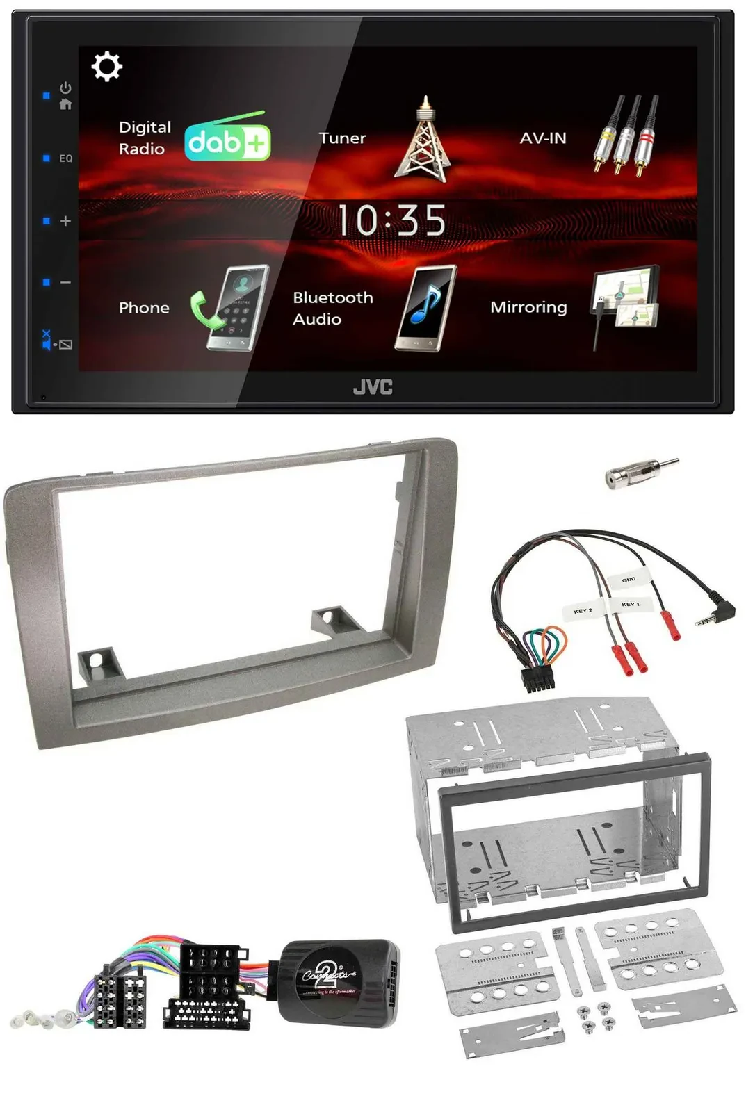 JVC USB Bluetooth Lenkrad DAB 2DIN Autoradio für Lancia Musa 2004-2012