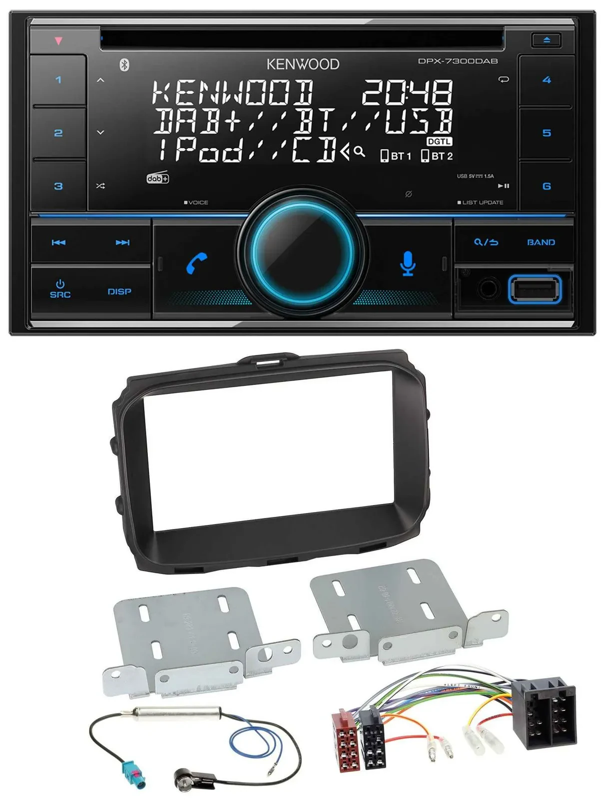 Автомагнитола для Alfa Romeo Giulietta (2013–2021) Kenwood 2-DIN, CD, DAB, USB, MP3, Bluetooth, ISO