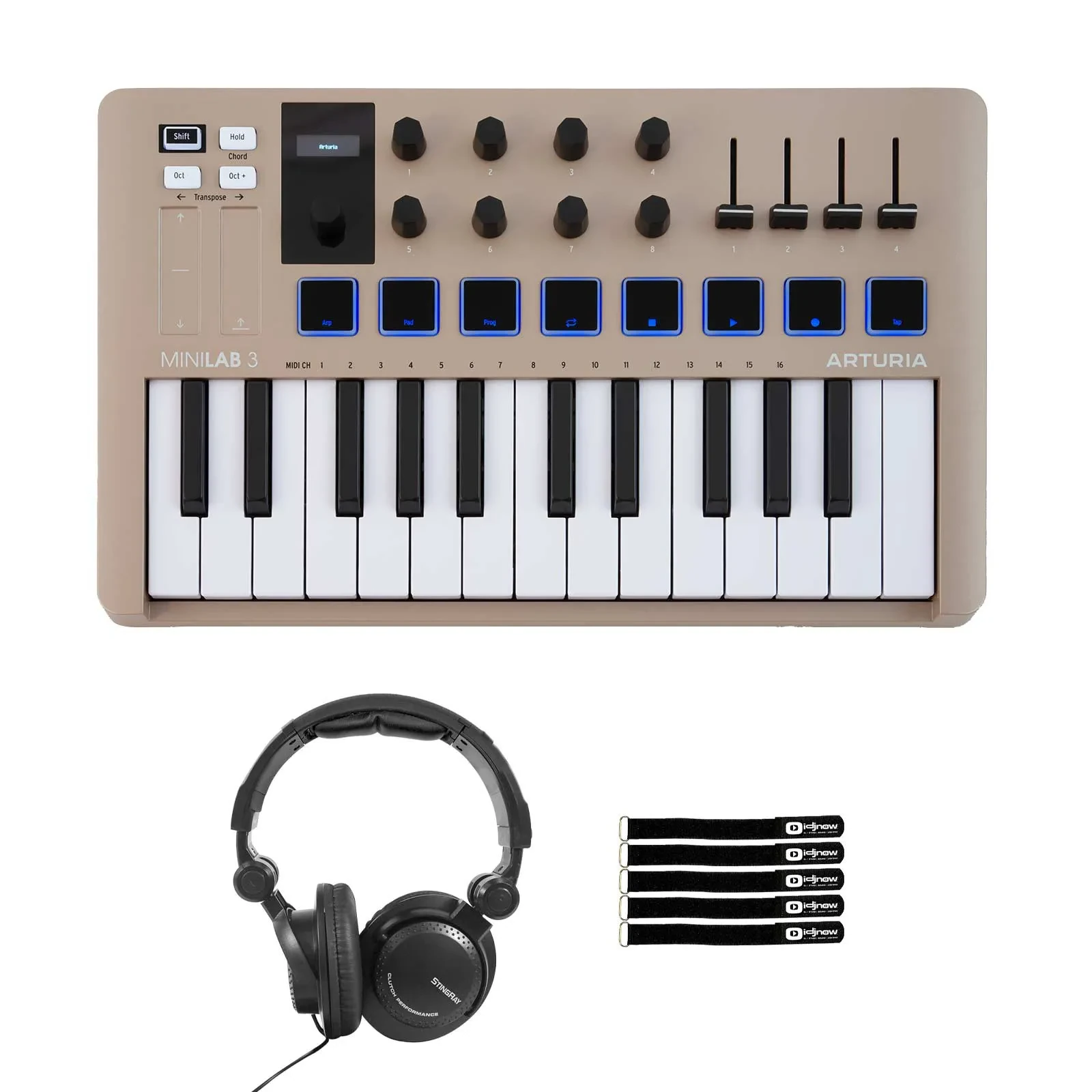 Arturia MiniLab 3 Champagne MIDI USB DAW Keyboard Controller w Headphones