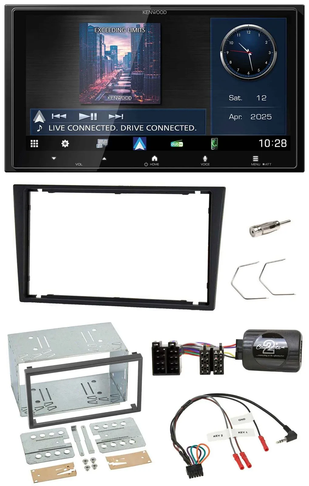 Kenwood Bluetooth 2DIN USB DAB Lenkrad Autoradio für Opel Corsa C Vectra C charc