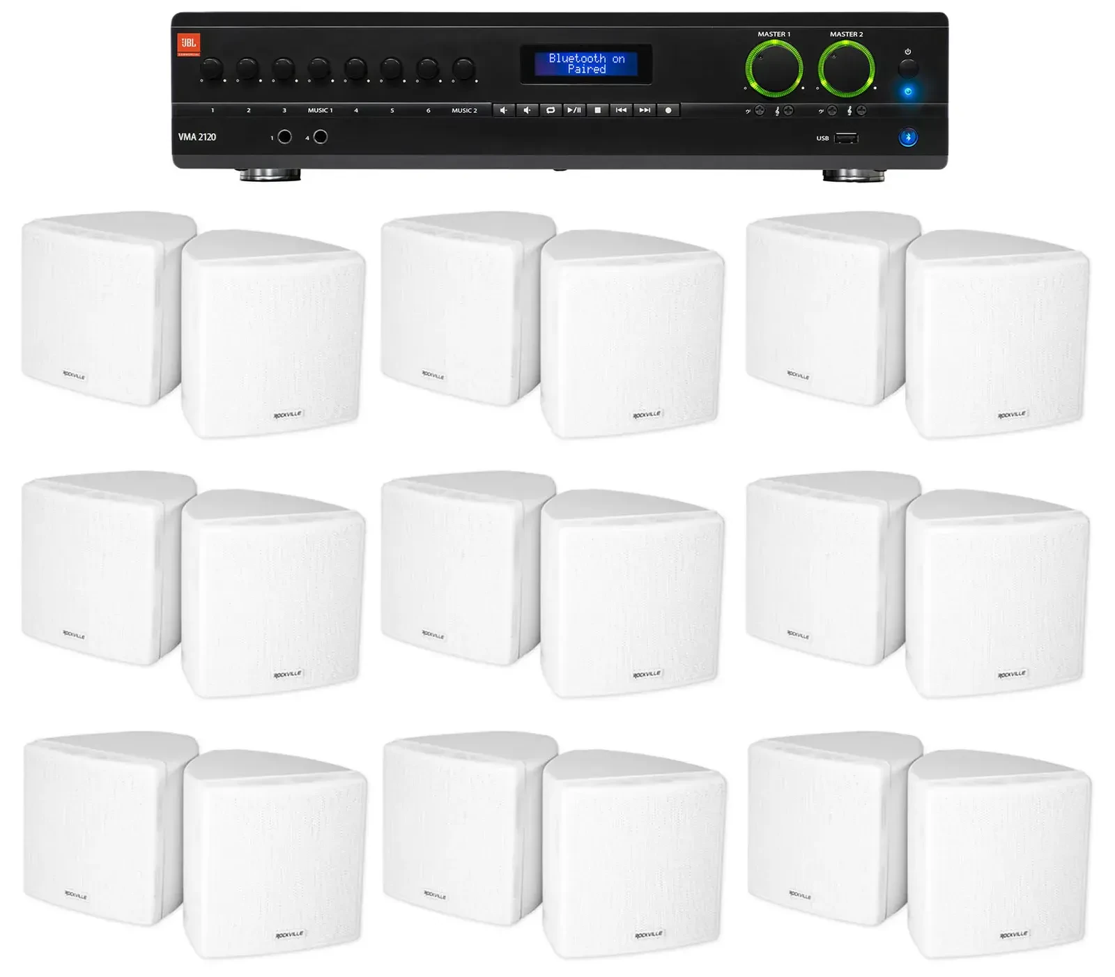 Настенная акустика JBL Cube 70v White с усилителем (18 штук)