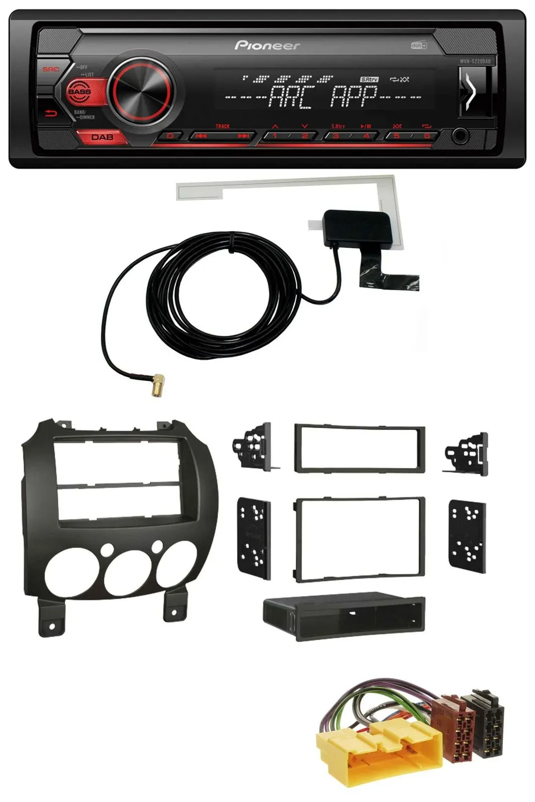 Pioneer 1DIN USB DAB MP3 AUX Autoradio für Mazda 2 (ab 2007)