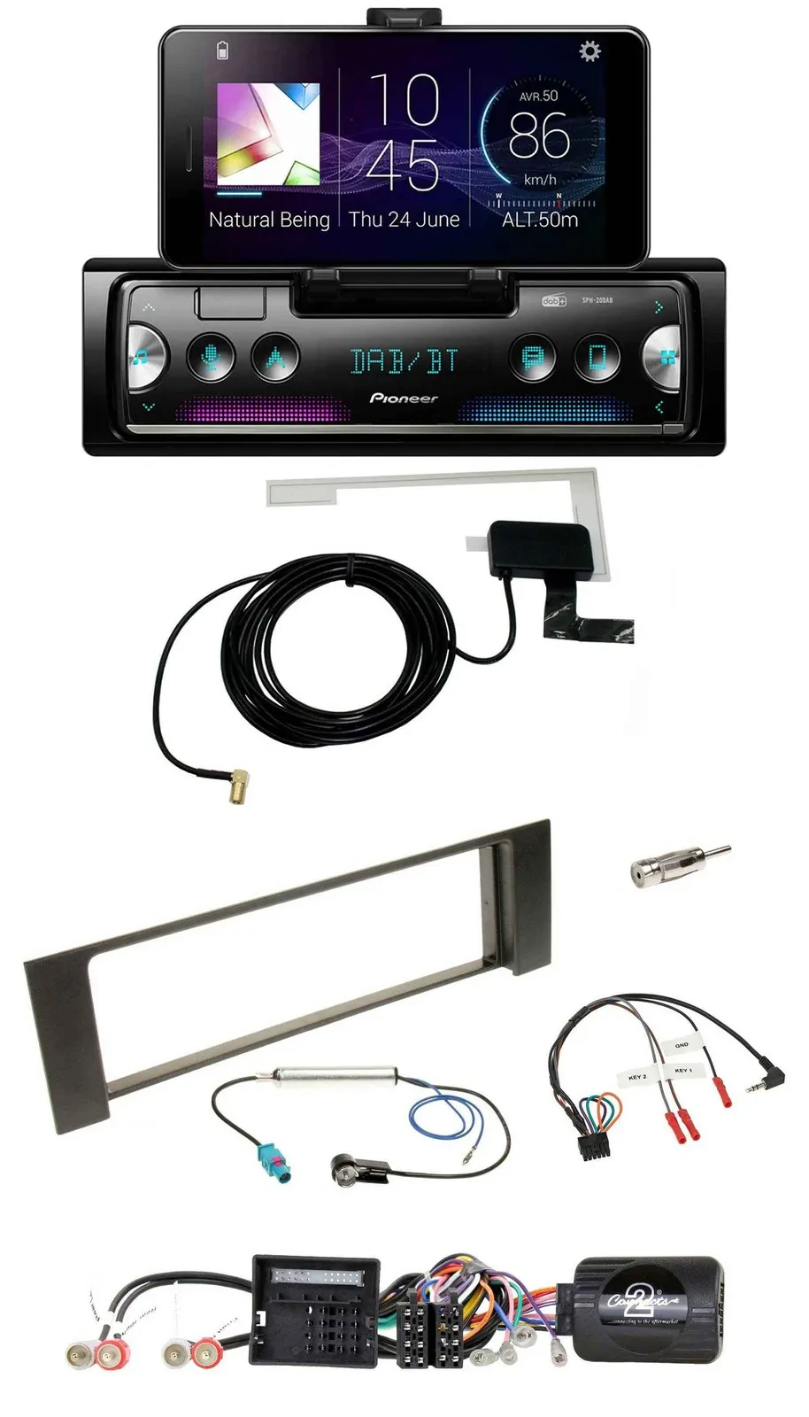 Pioneer DAB Bluetooth Lenkrad USB Autoradio für Audi A4 00-04 B6 Quadlock Fakra