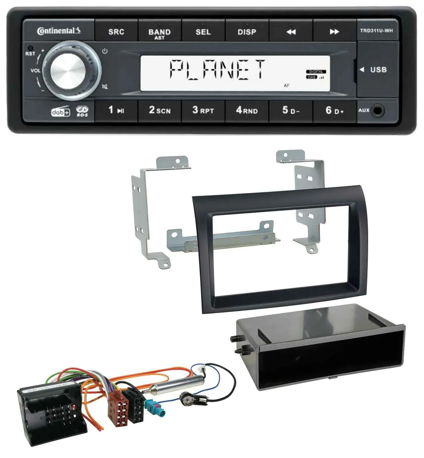 Автомагнитола Continental 1DIN MP3/AUX/USB/DAB для Citroen Jumper (Quadlock, 2006–2011)