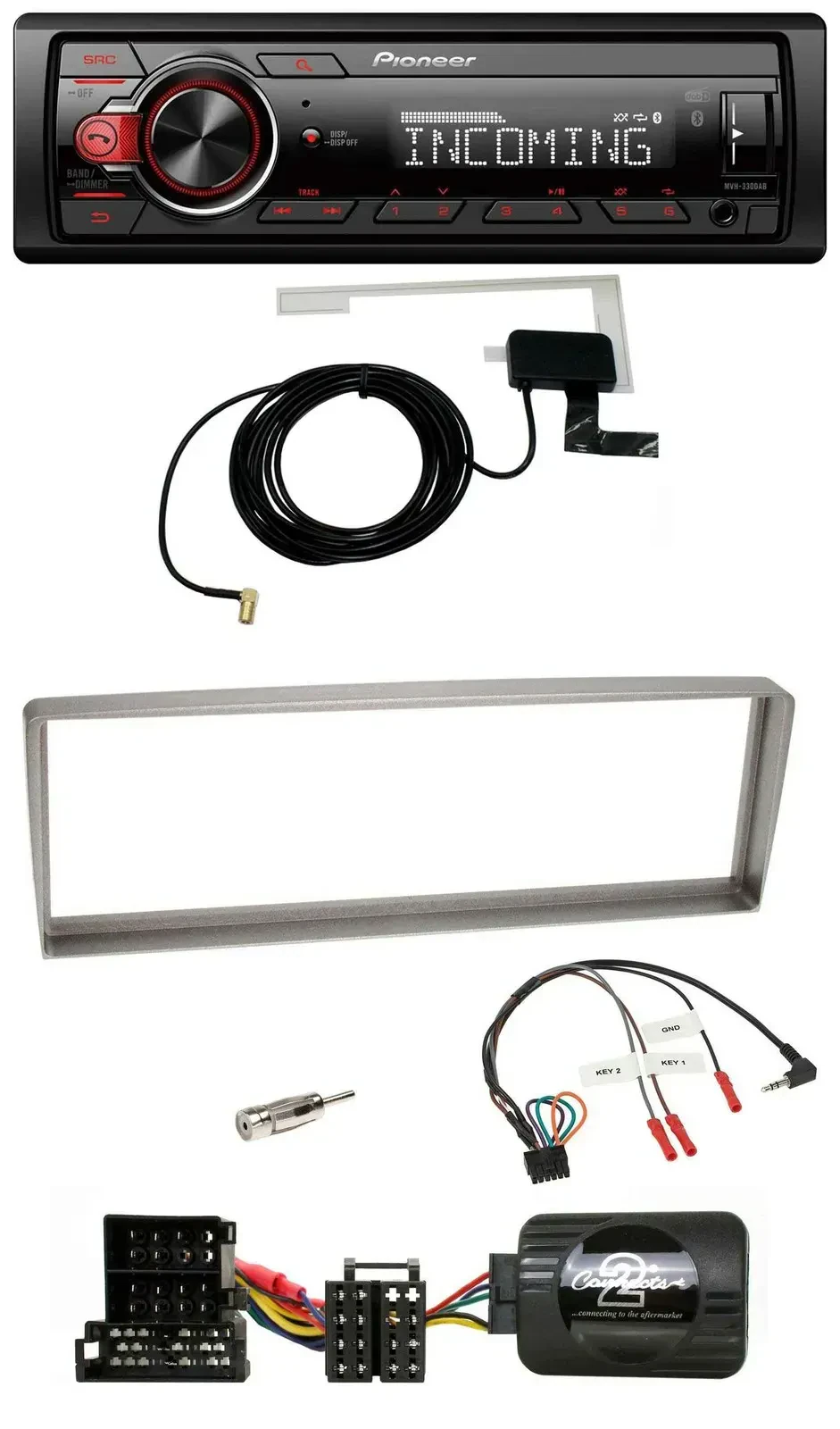 Автомагнитола Pioneer USB, DAB, Bluetooth для Alfa Romeo 156 (с 2003), серебристая