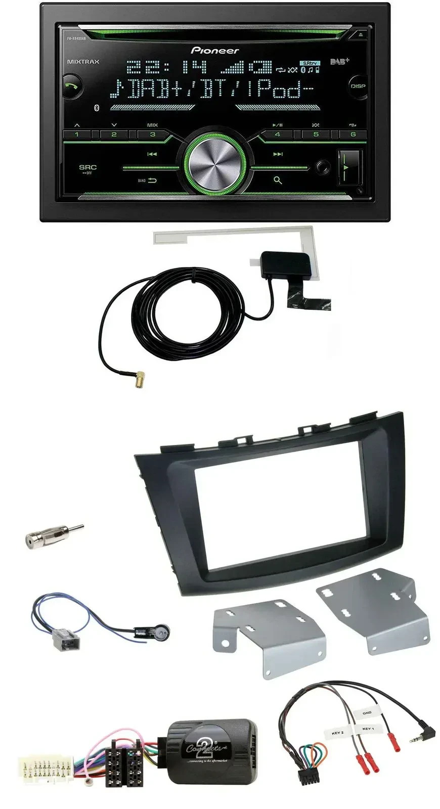 Pioneer CD USB Lenkrad Bluetooth 2DIN DAB Autoradio für Suzuki Swift ab 2011