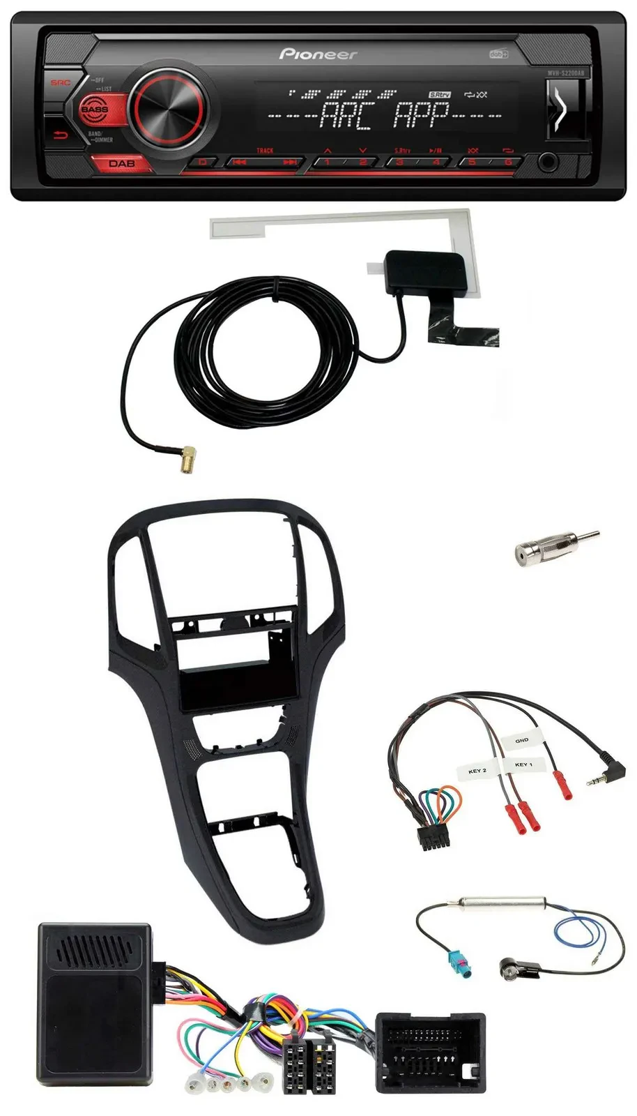 Pioneer 1DIN USB DAB MP3 Lenkrad Autoradio für Opel Astra J 2009-2016 Perl schwa