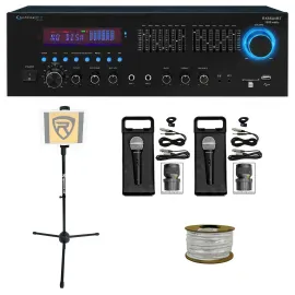 Technical Pro RX55URIBT 1500W Karaoke Bluetooth Receiver+USB/SD/EQ+Mics+Stand