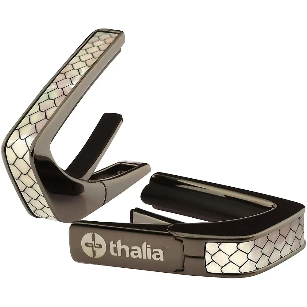 Каподастр для гитары Thalia Premium Series черный хром, вставка перламутр Dragon Scales