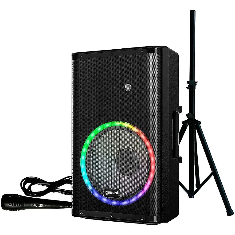 Активная акустическая система для PA Gemini PA-15L MKIII (набор) 15" 2000W, Bluetooth, LED подсветка, стойка