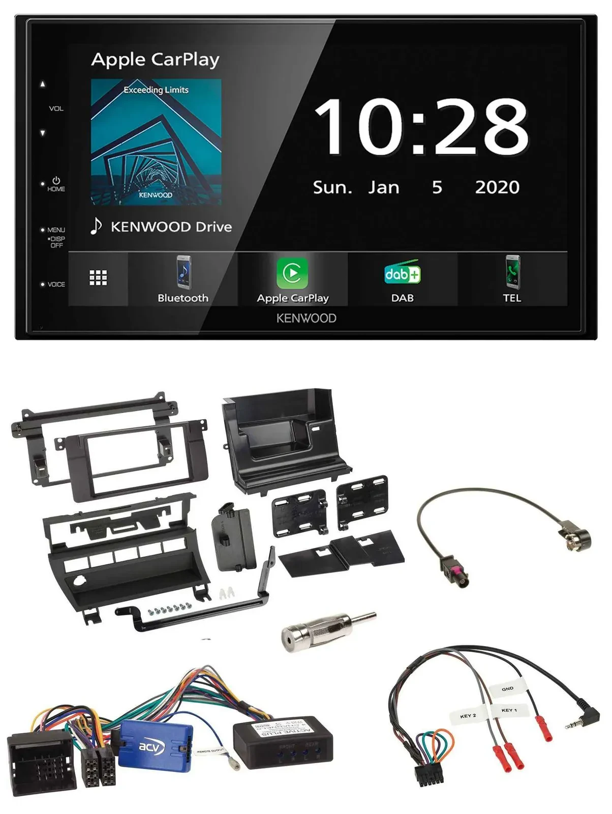 Kenwood Bluetooth Lenkrad DAB USB 2DIN Autoradio für BMW 3er 02-06 E46 5 Schalte