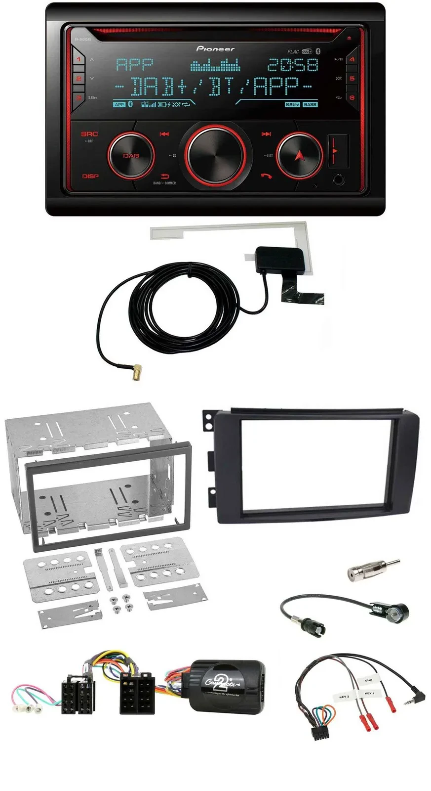 Pioneer 2DIN Lenkrad DAB USB CD Bluetooth Autoradio für Smart ForFour 2004-2006