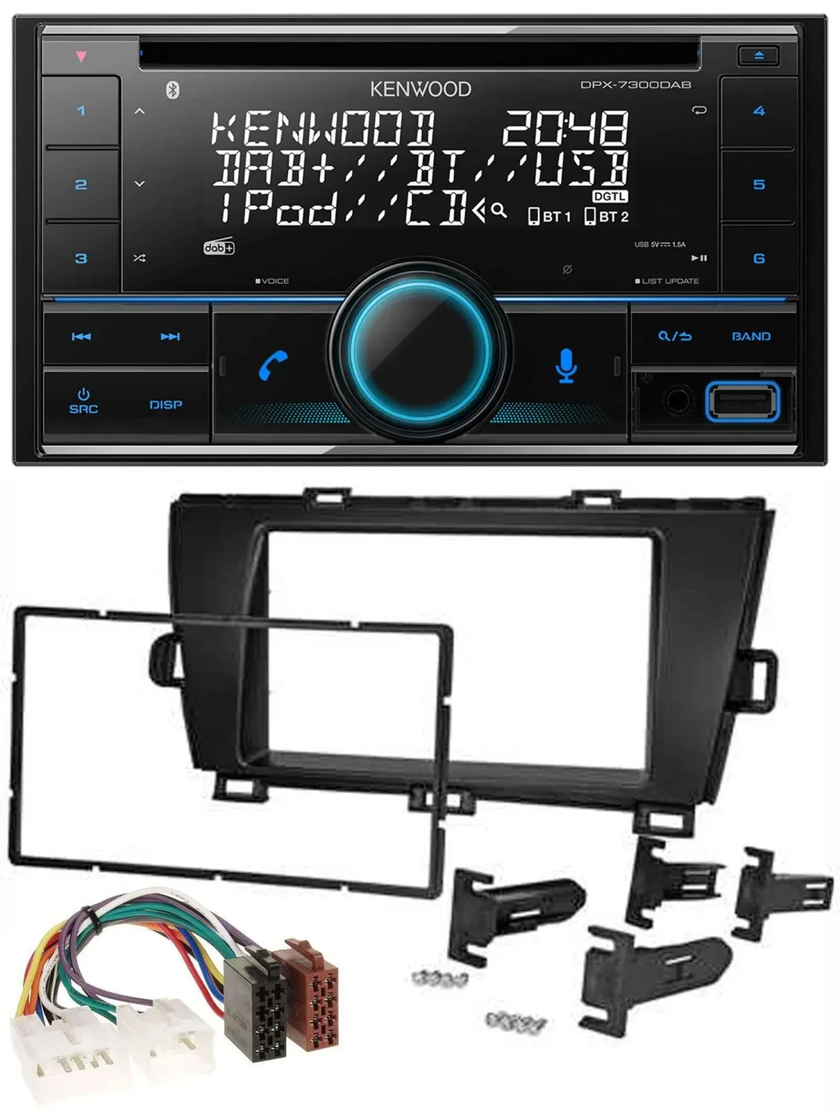 Автомагнитола для Toyota Prius (2009–2012) Kenwood CD, 2 DIN, DAB, USB, MP3, Bluetooth