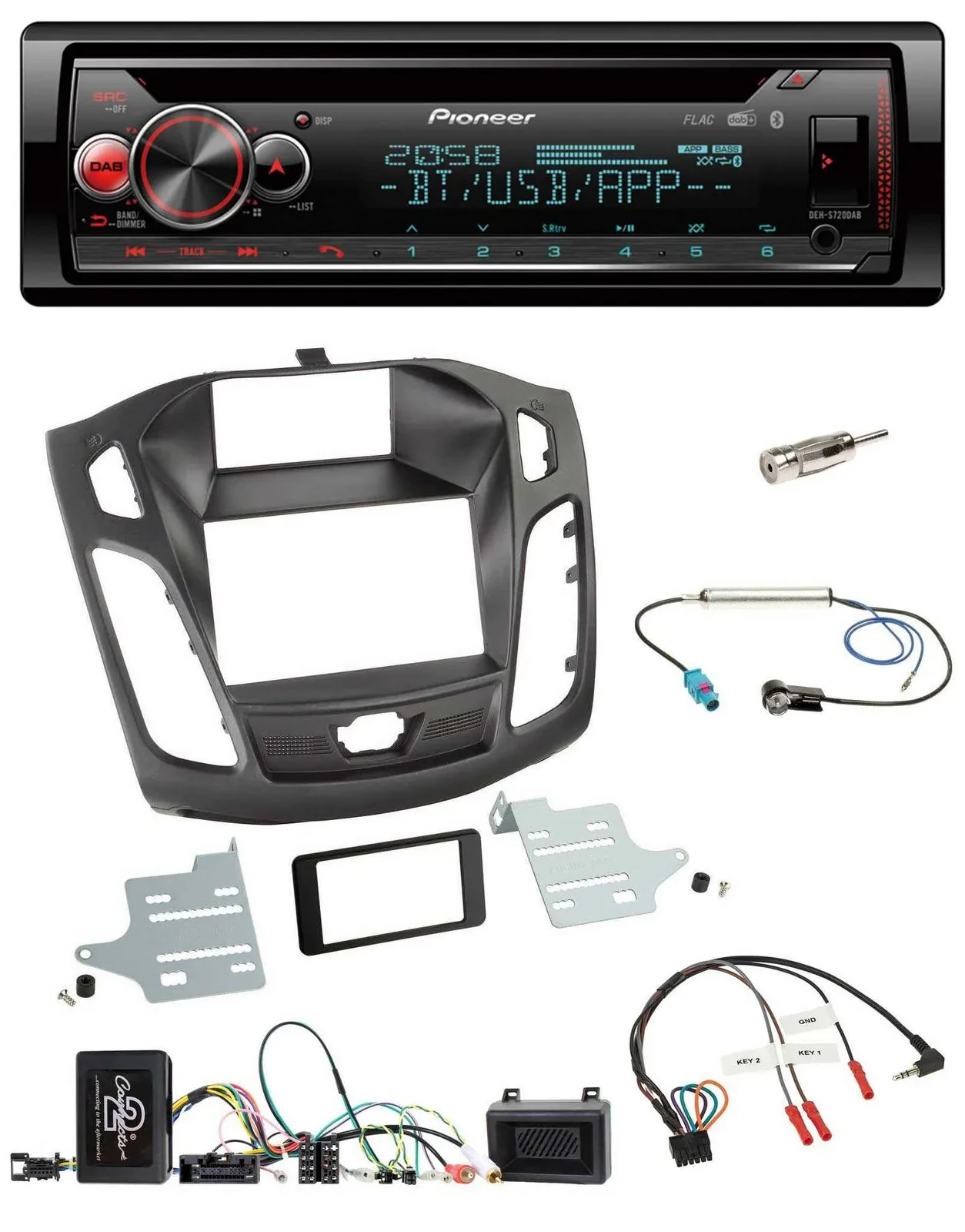 Pioneer Lenkrad DAB CD Bluetooth USB Autoradio für Ford Focus DYB 2011-2014