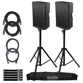 Gemini GD-215PRO 15" Bluetooth PA DJ Speakers 2-Pack with Stands & Cables