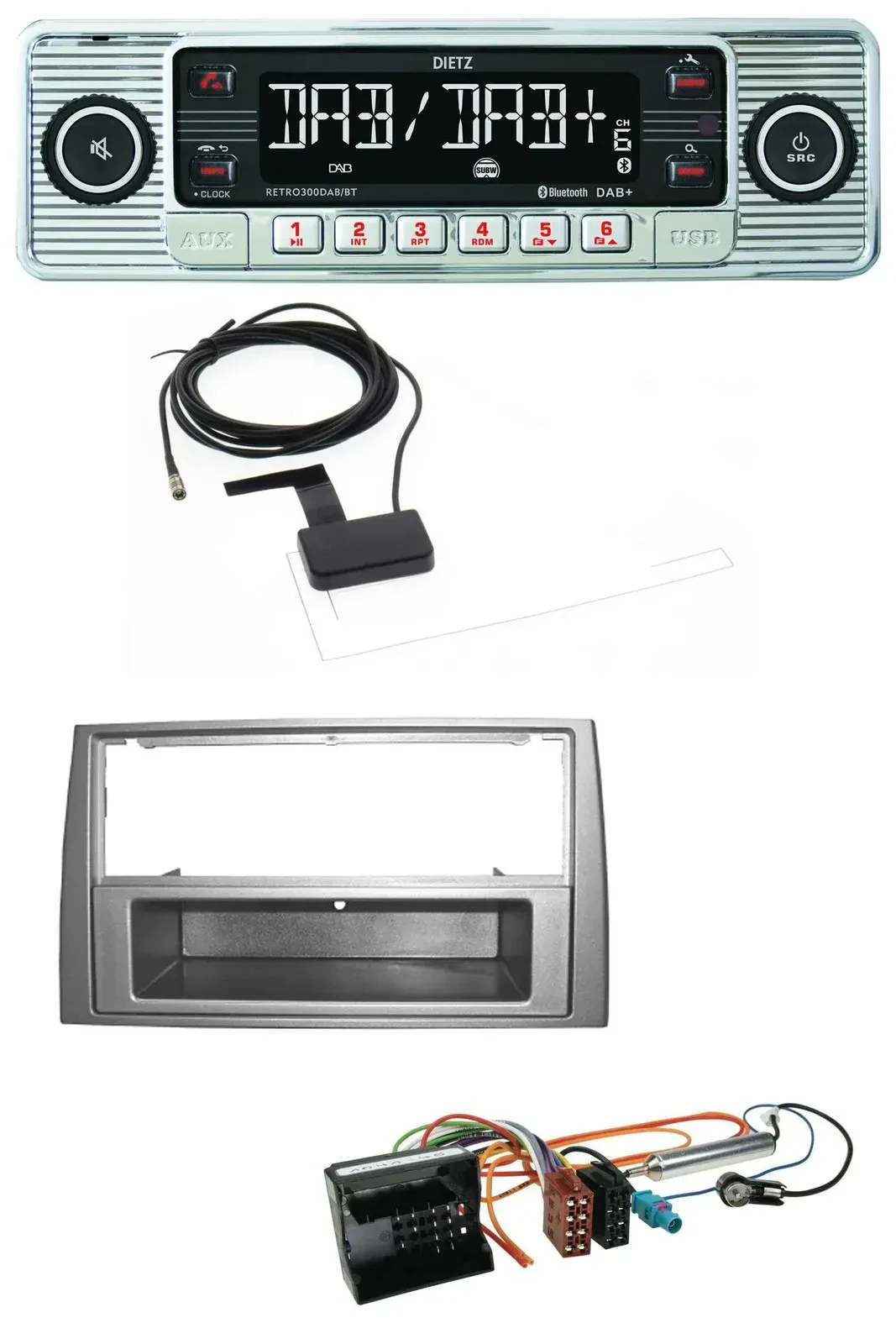 Автомагнитола для Peugeot 308 (2007–2009) Dietz Bluetooth USB MP3 DAB тёмно-серебристая