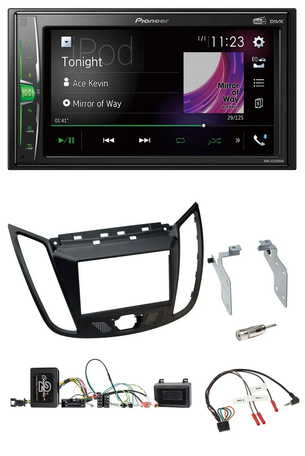 Pioneer 2DIN Lenkrad DAB USB Bluetooth Autoradio für Ford Kuga DM2 ab 2013