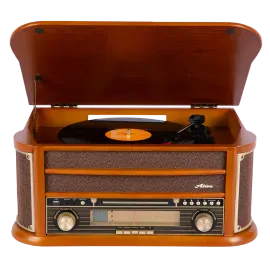 Виниловый проигрыватель (радиола) Alive Audio OLDTIMER Wood с FM-приемником, CD проигрывателем и Bluetooth