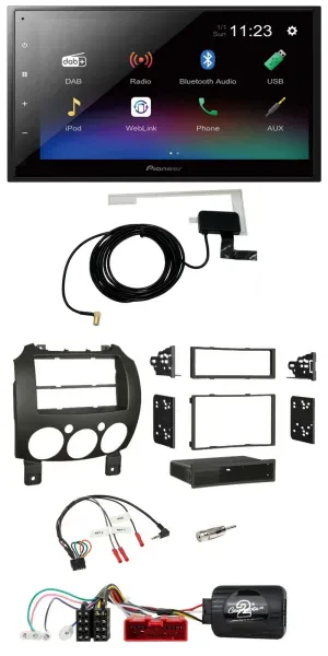 Pioneer DAB Lenkrad Bluetooth 2DIN USB Autoradio für Mazda 2 2007-2014