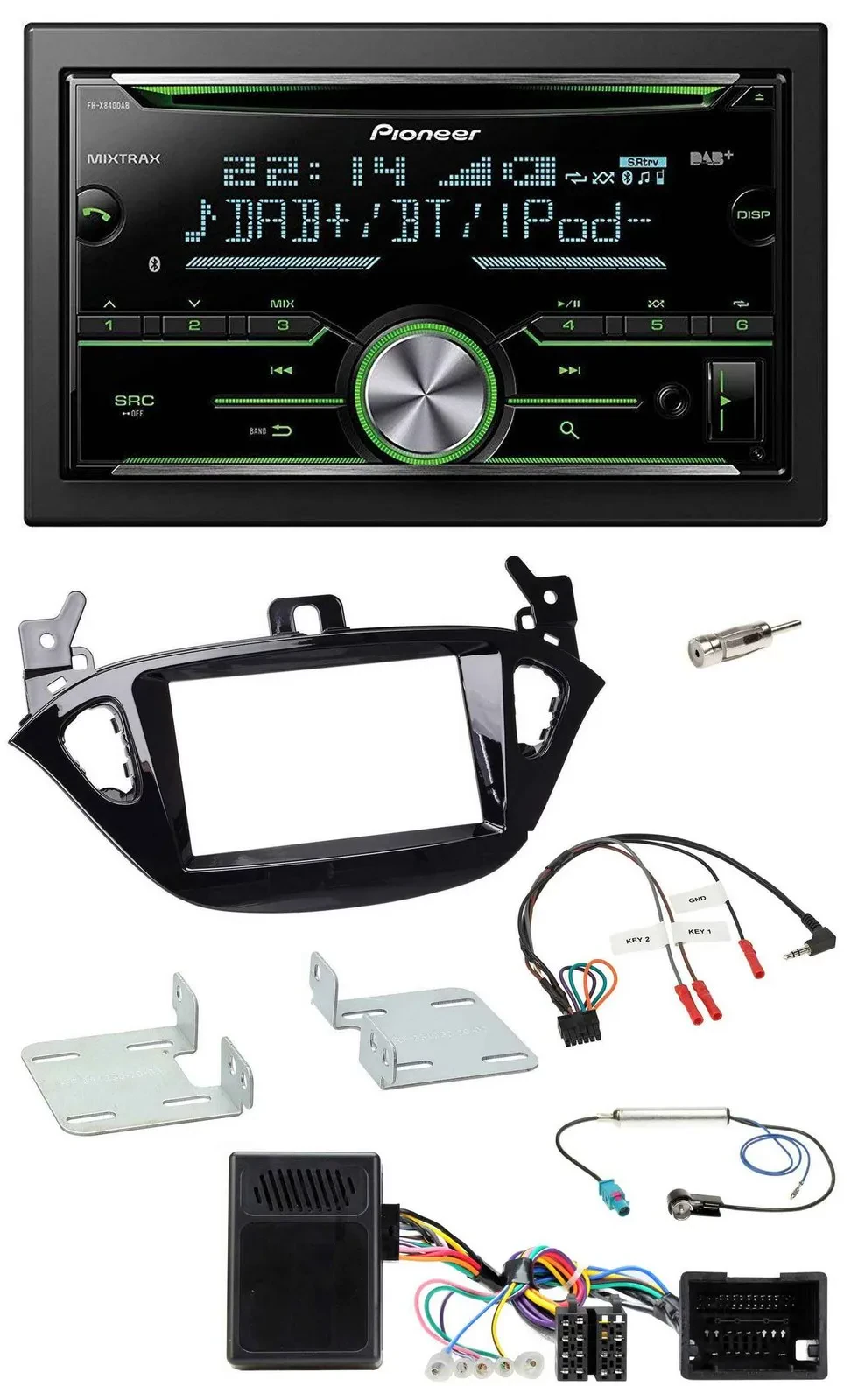 Pioneer Bluetooth Lenkrad DAB 2DIN USB CD Autoradio für Opel Adam ab 2013 Corsa