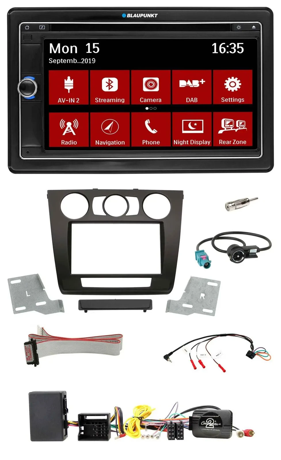 Blaupunkt TMC USB Lenkrad Bluetooth DAB 2DIN Navigation für BMW 1er Aktiv man. K