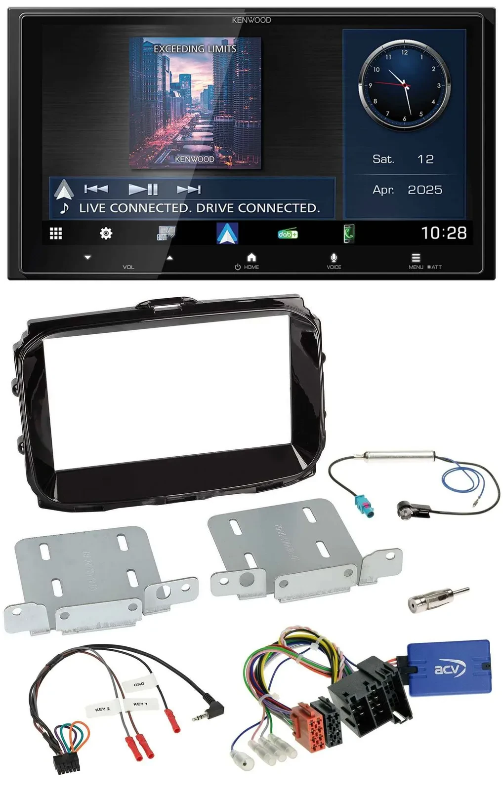 Автомагнитола для Alfa Giulietta Kenwood 2DIN, Bluetooth, USB, DAB, поддержка кнопок на руле, ISO