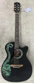 Luna Guitars Fauna Dragon Acoustic-Electric Guitar Classic Black (FAU DRA BLK)
