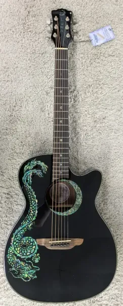 Luna Guitars Fauna Dragon Acoustic-Electric Guitar Classic Black (FAU DRA BLK)