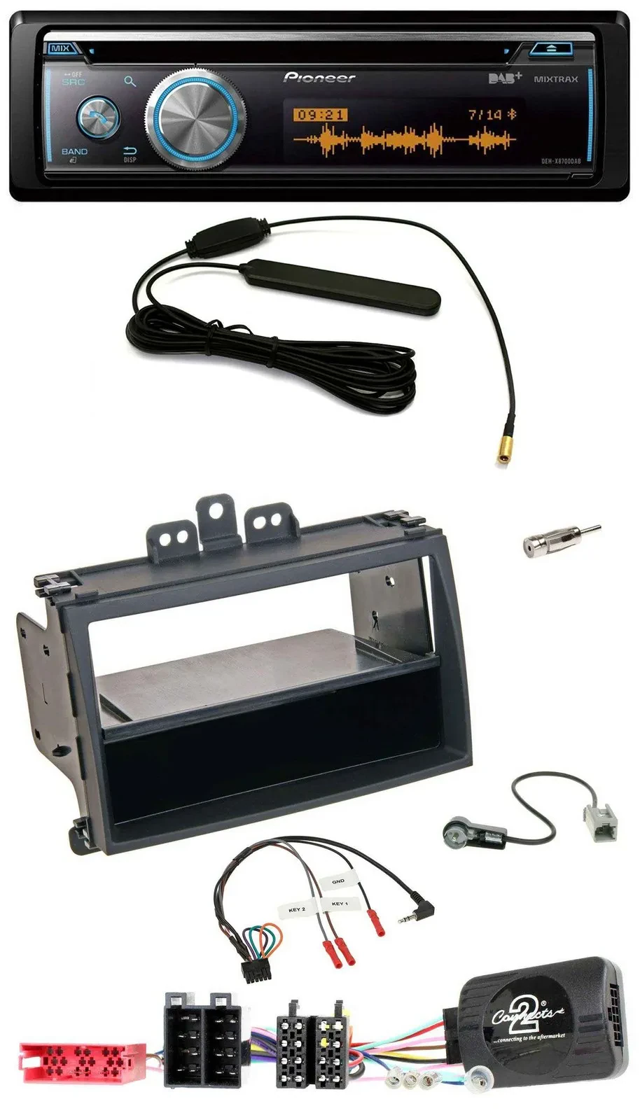 Автомагнитола Pioneer CD USB Bluetooth DAB для Hyundai i20 (2009–2011) черная