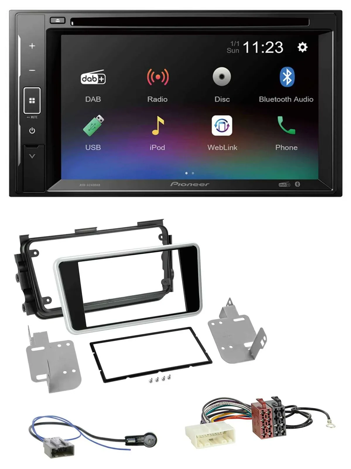Автомагнитола Pioneer 2-DIN Bluetooth MP3 USB DAB DVD для Nissan Micra (с 2017), черная