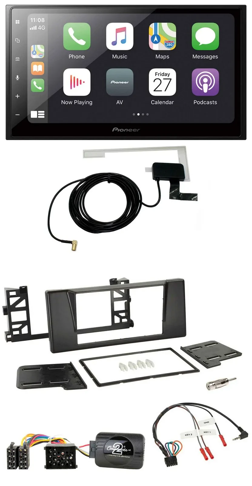 Pioneer USB Lenkrad 2DIN Bluetooth DAB Autoradio für BMW 5er E39 1997-2001