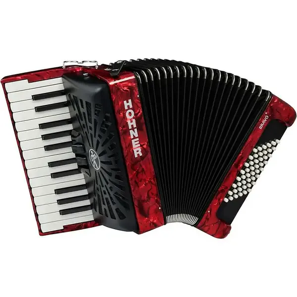 Аккордеон Hohner Bravo II 48 Accordion with Black Bellows Red