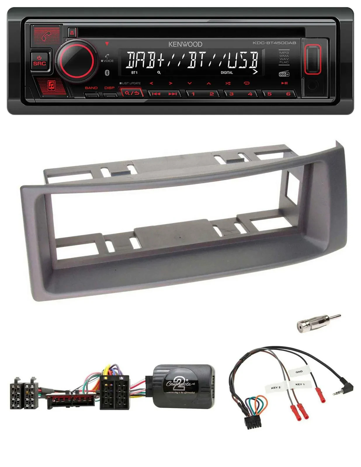 Kenwood Lenkrad CD USB Bluetooth DAB Autoradio für Renault Megane Scenic 96-00 a