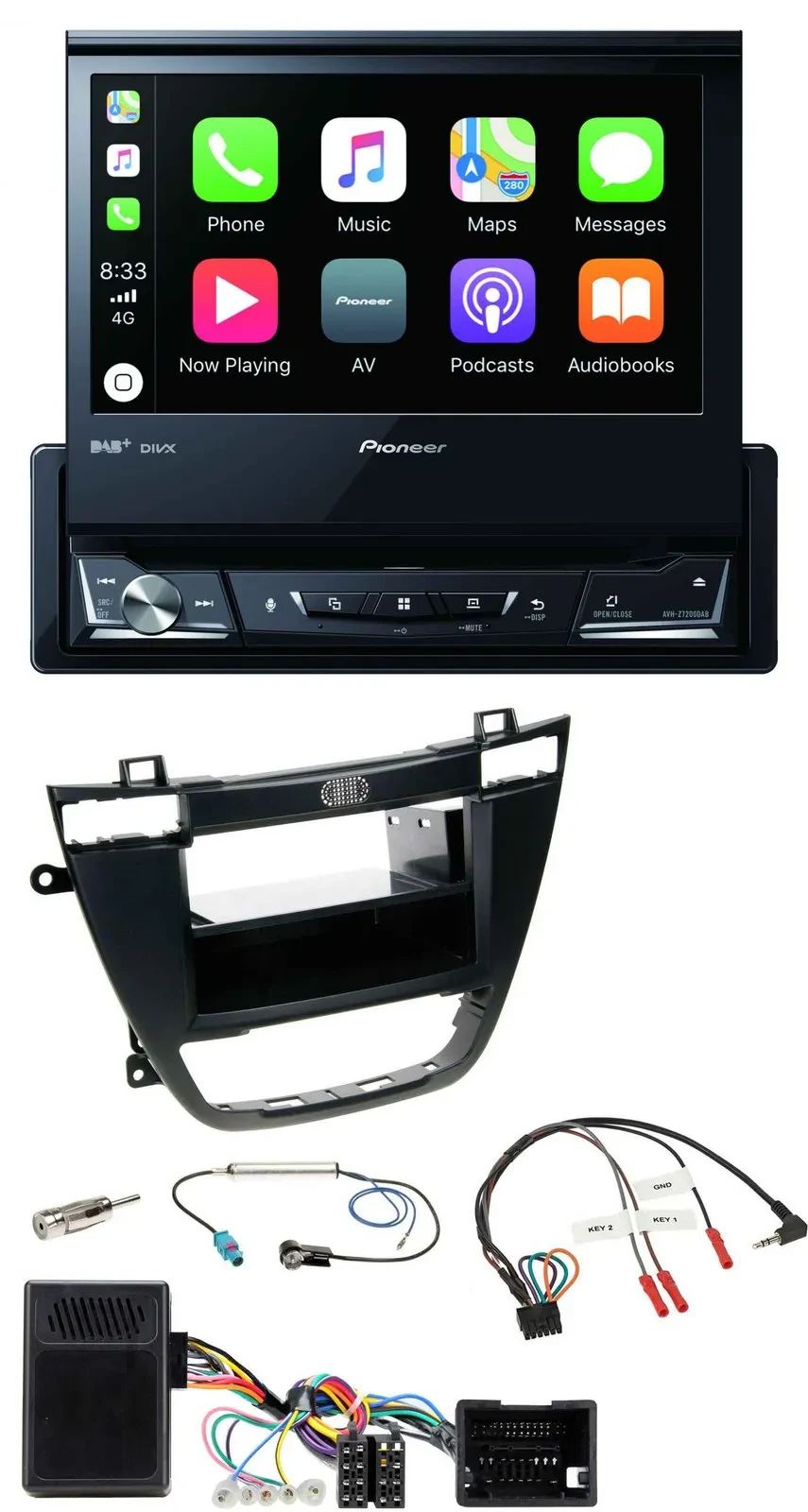 Pioneer DVD Bluetooth DAB USB Lenkrad Autoradio für Opel Insignia ab 08 schwarz