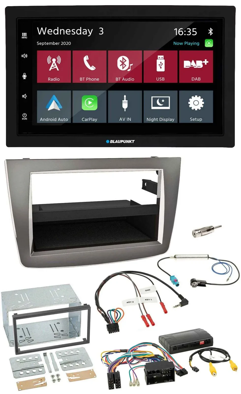 Автомагнитола Blaupunkt 2DIN USB Bluetooth DAB для Alfa Romeo MiTo, серебристая