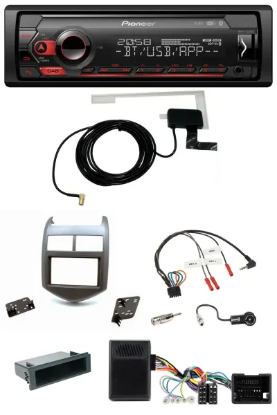 Pioneer DAB USB Lenkrad Bluetooth Autoradio für Chevrolet Aveo ab 11 dunkelgraum