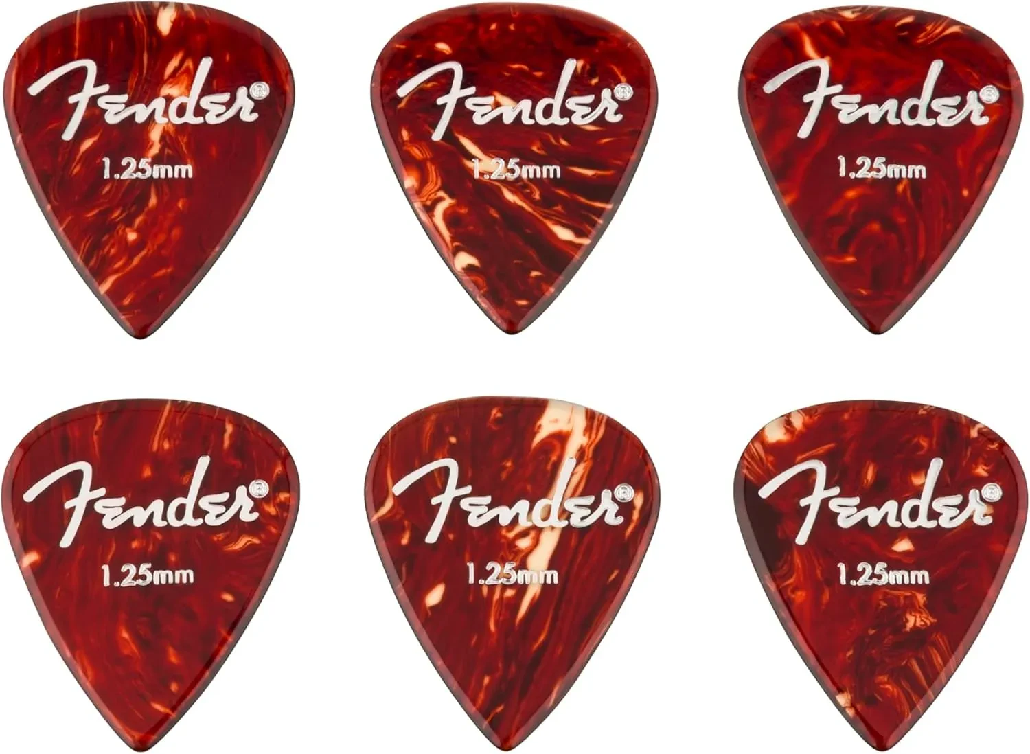 Медиаторы Fender 198-6351-001 Aero Acrylic Red 1.25 (6 штук)
