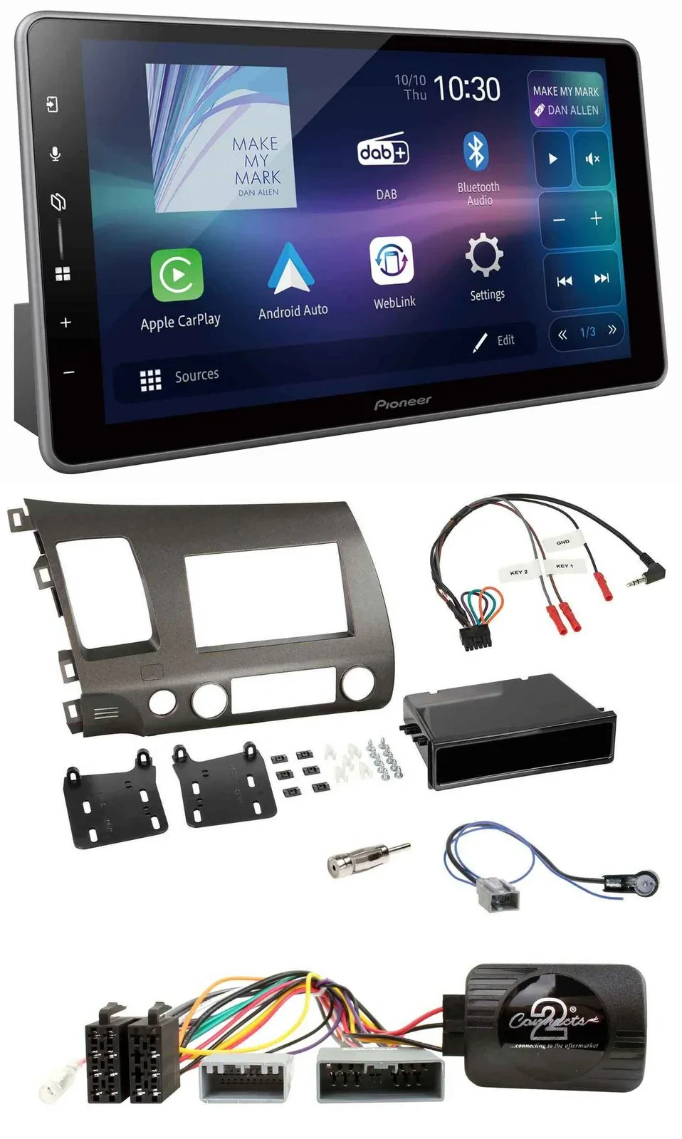 Автомагнитола Pioneer Bluetooth, USB, DAB для Honda Civic Hybrid 2006–2010
