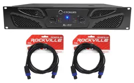 Crown Pro XLi800 600w 2-Channel DJ/PA Power Amplifier Amp + Cables XLI 800