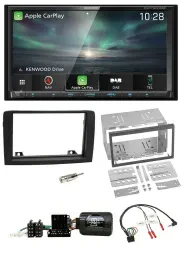 Kenwood Bluetooth USB 2DIN Lenkrad TMC DAB Navigation für Fiat Idea 06-12 schwar