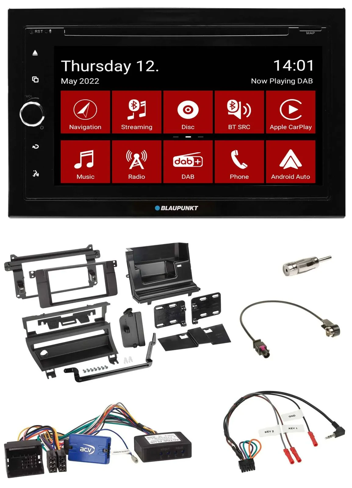 Blaupunkt 2DIN Lenkrad Bluetooth USB TMC DAB Navigation für BMW 3er E46 02-06 1